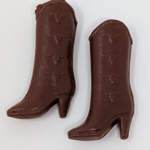 Barbie Doll Boots Brown Cowboy Heels Long Horns Vintage